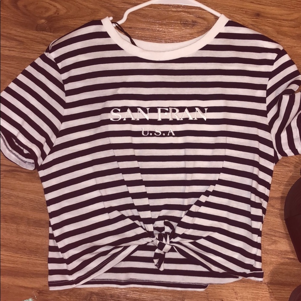 a striped crop top , never been worn